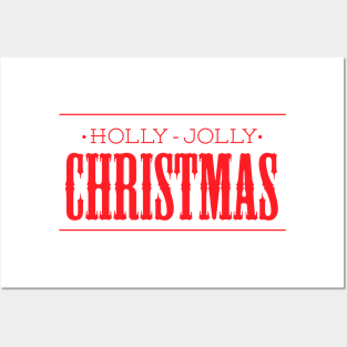 Red Holly Jolly Christmas Font Design Posters and Art